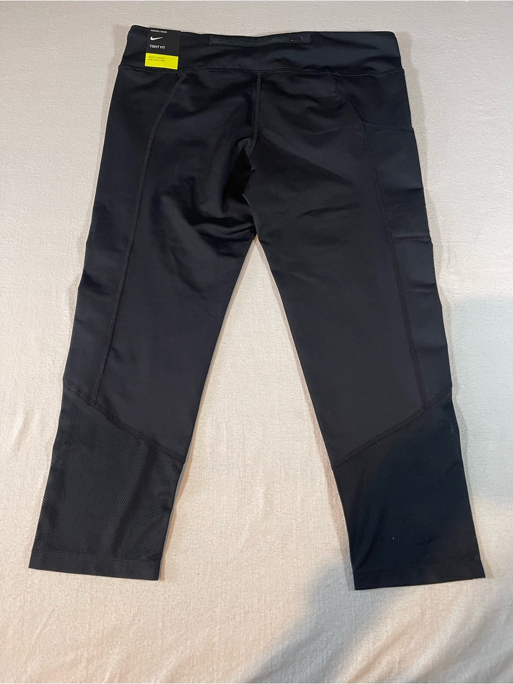 Nike Black Capri Running Leggings with White Swoosh Women’s Large - Picture 4 of 16